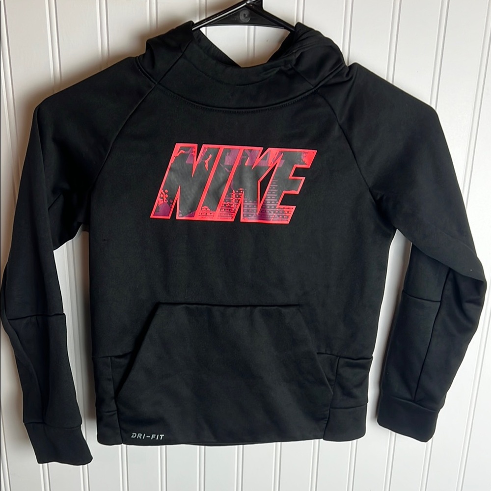 “Kids” Nike Dri-FIT Black Hoodie with Vibrant Red Logo